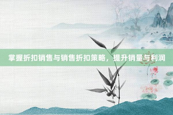 掌握折扣销售与销售折扣策略，提升销量与利润